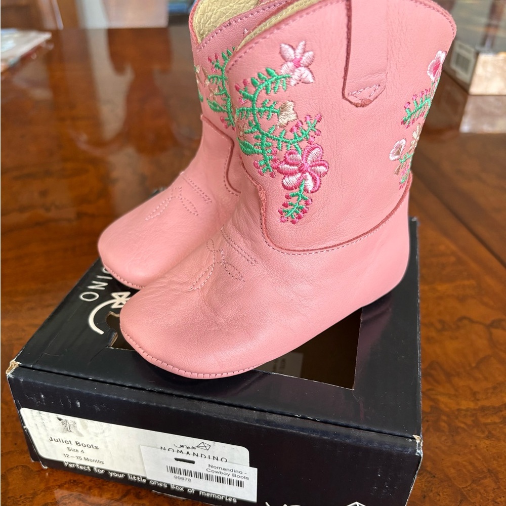 Pink Embroidered Baby Cowboy Boots